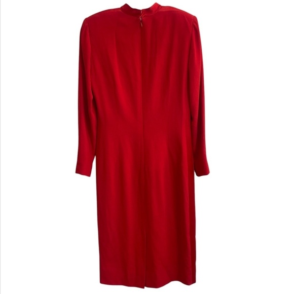 Vintage Carolina Herrera Studio Red Long Sleeve Sheath Dress – Size Women’s 6 - Picture 3 of 12